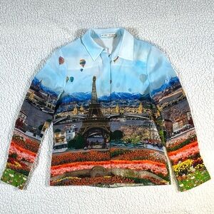 Alice + Olivia Willa Emily in Paris Silk Shirt, XS